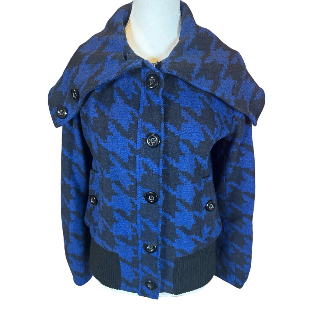 H&M Wool Blend Patterned Cape Jacket